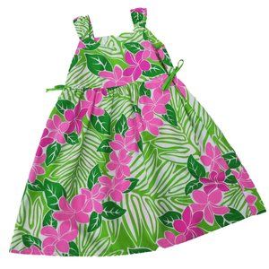RJC Girls Dress Made in Hawaii Floral Leis Luau Green Pink NWOT USA 6X